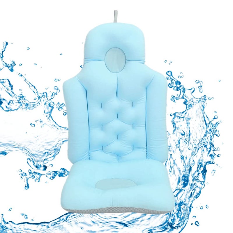 cheekyglo Bathtub Cushion, Bath and Seat Spa Pillow for Tub, Soft Breathable Folding Headrest Neck Back Support, Bath Pillow Cushion for Adults Spa(Blue)Blue - Image 1