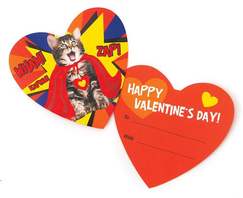 Playhouse Super Hero Kitty Shiny Foil 28 Card Valentine Exchange Box with Envelopes for Kids - Image 3