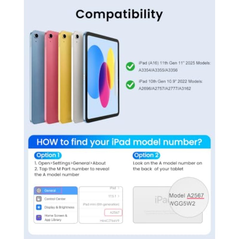 حافظة لوحة مفاتيح بإضاءة خلفية بـ 7 ألوان لجهاز iPad A16 11th 2025/10th Gen 2022: سبائك الألومنيوم، أسود، حامل قلم رصاص ذكي قابل للفصل - Image 2