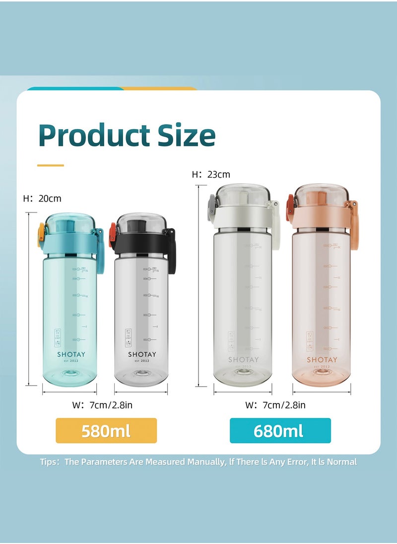 SHOTAY SHOTAY 580 ML Kids & Adults Water Bottles Reusable Leak Proof BPA-Free with Lockable & Fast Flow, One Click Open. For Children School, Office, Gym, Outdoor and Sports White.  - Image 2