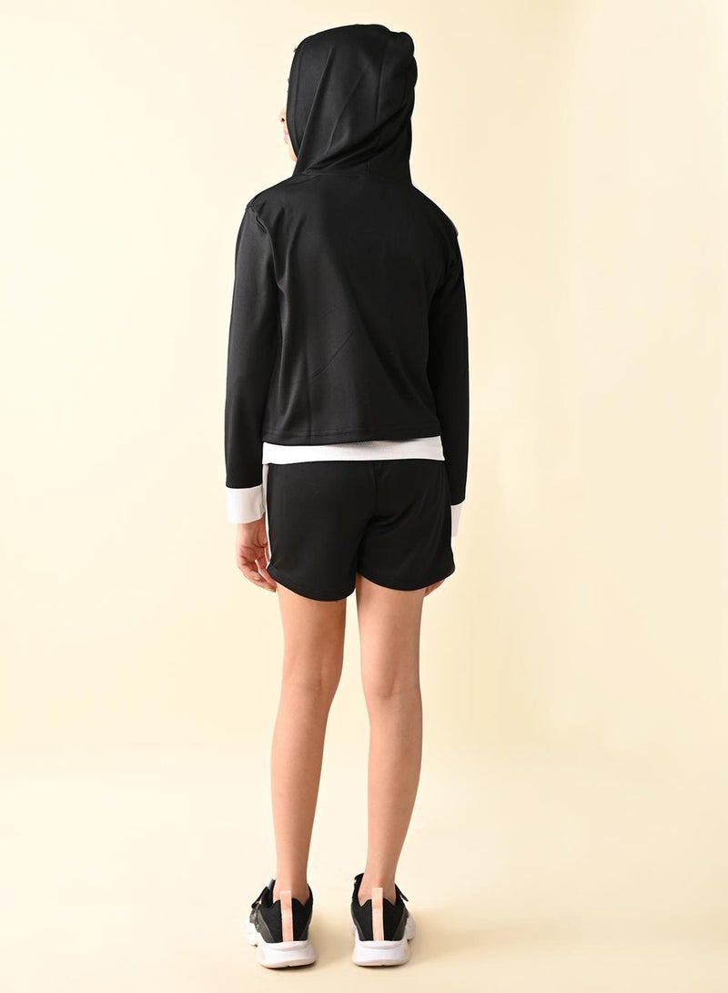 LILPICKS Solid Top with Front Open Jacket & Shorts Athleisure Set  - Image 4