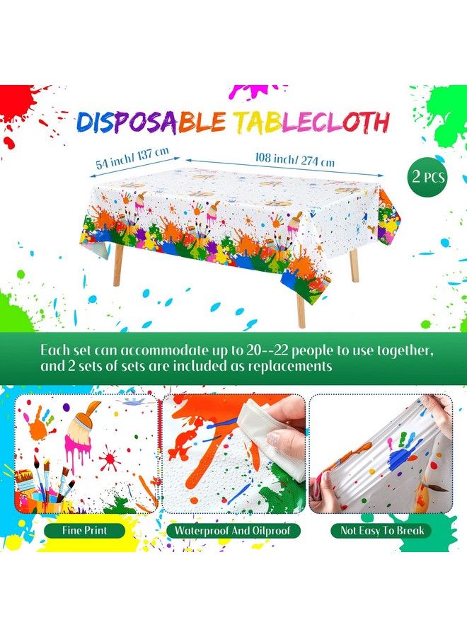 Queekay 122 Pcs Art Paint Party Supplies Serves 24 Guests Art Birthday Party Decoration Plates Napkins Cups Set Artist Painting Plastic Tablecloth Decorations Disposable For Girls - Image 4
