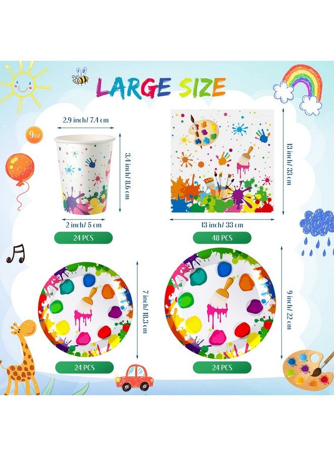 Queekay 122 Pcs Art Paint Party Supplies Serves 24 Guests Art Birthday Party Decoration Plates Napkins Cups Set Artist Painting Plastic Tablecloth Decorations Disposable For Girls - Image 3