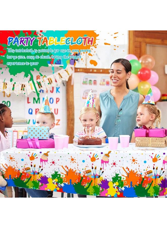 Queekay 122 Pcs Art Paint Party Supplies Serves 24 Guests Art Birthday Party Decoration Plates Napkins Cups Set Artist Painting Plastic Tablecloth Decorations Disposable For Girls - Image 5