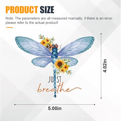 Tuxihapp Just Breathe Dragonfly Car Sticker Decal, Vinyl Waterproof Automotive Window Sticker, Vintage Sun Flower Vehicle Bumper Decal, Positivity Auto Decoration Decals for Laptop, Wall (1PC) - Image 2