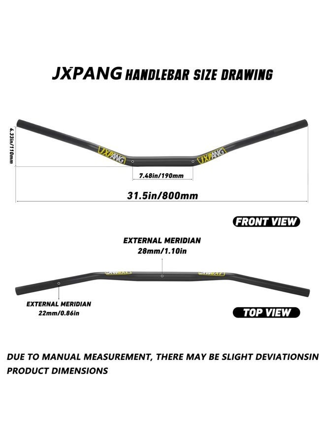 JXPANG 1-1/8" 28mm Fat Handlebars Motorcycle Handle Bars For Dirt Pit Bike CRF CR YZ WR KX KLX RM RMZ RMX DRZ (Black) - Image 5