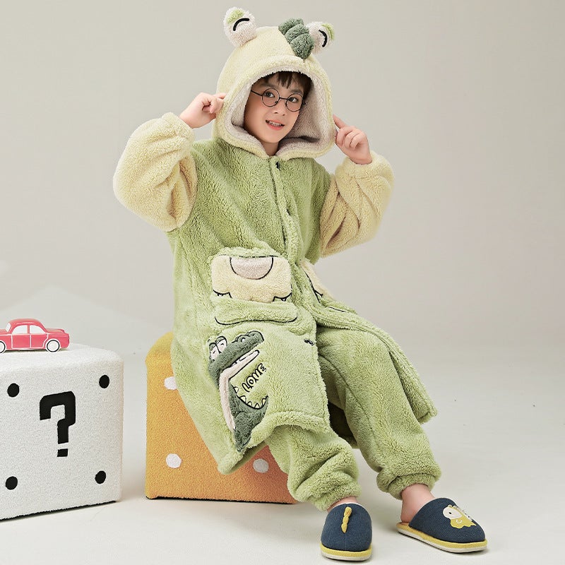 Children'S Pajamas For Boys, Coral Fleece, Thickened, , Boys' Sleepwear, Bathrobe - Image 5