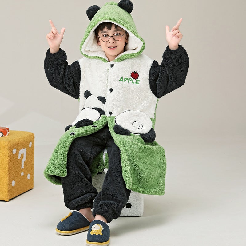 Children'S Pajamas For Boys, Coral Fleece, Thickened, , Boys' Sleepwear, Bathrobe - Image 1