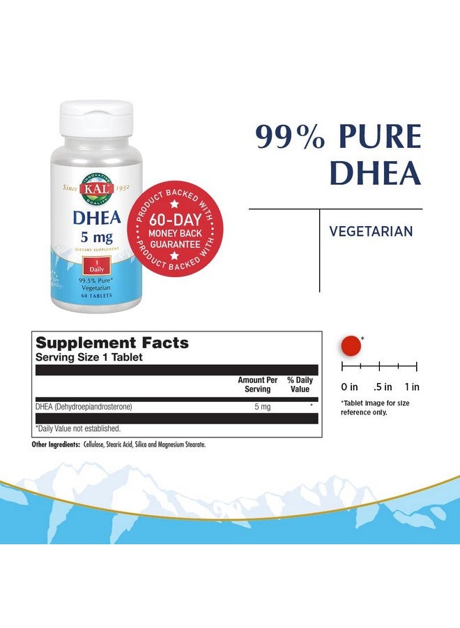 KAL DHEA-5 Tablets, 5mg, 60 Count - Image 2