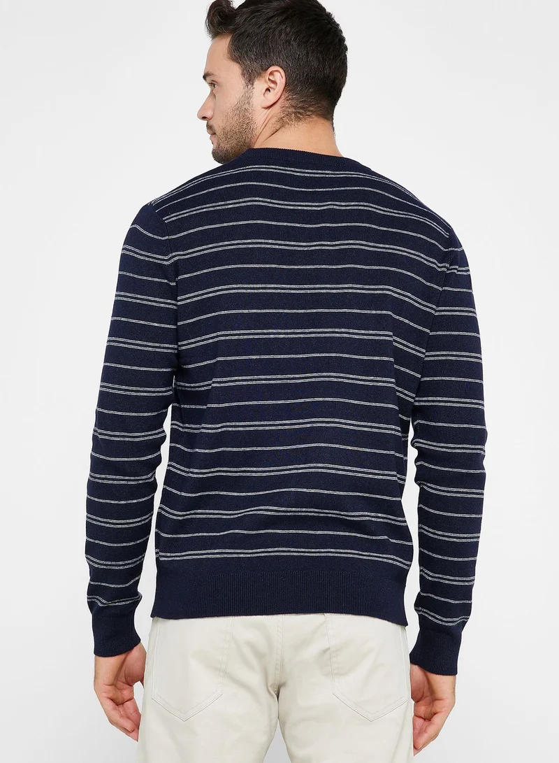 Mango Man Striped Crew Neck Sweatshirt