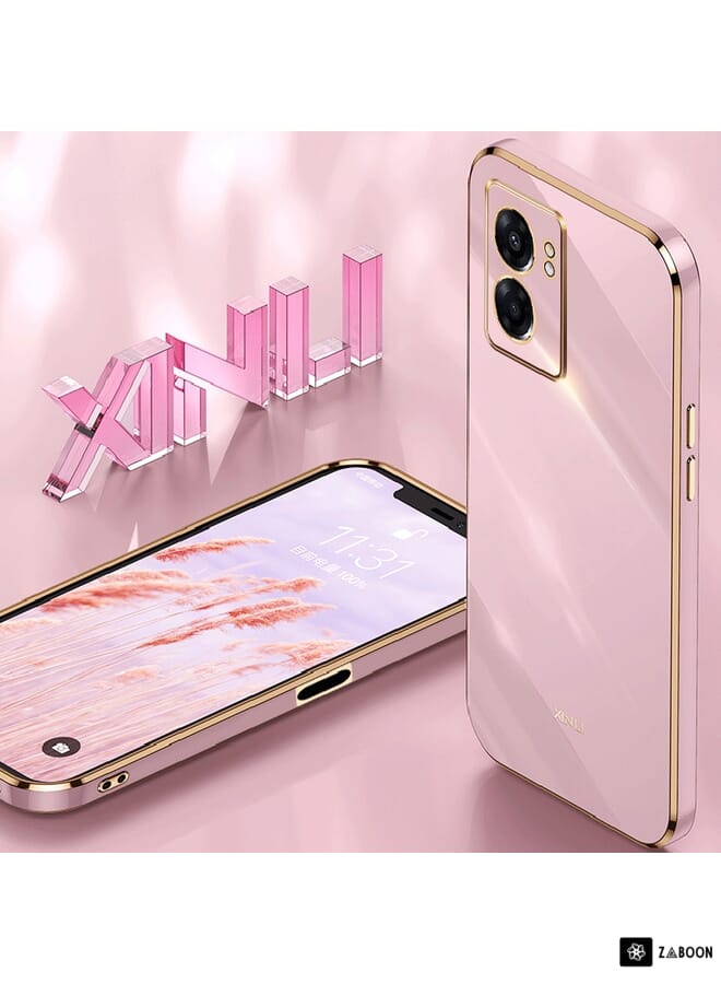 شين لي تونج جراب هاتف XINLI ذو الحافة الذهبية المستقيمة 6D لهاتف OPPO A57 من مادة TPU (وردي) - Image 3