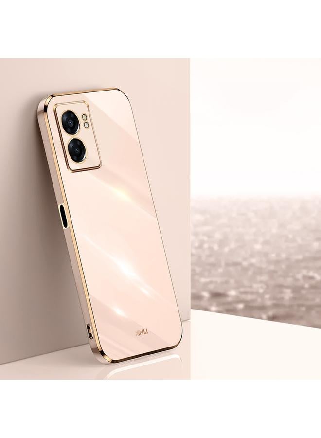 شين لي تونج جراب هاتف XINLI ذو الحافة الذهبية المستقيمة 6D لهاتف OPPO A57 من مادة TPU (وردي) - Image 1