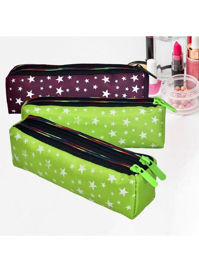 Hearts Makeup Pouch|Rexine Cosmetic Pouch|Jewellery Utility Pouch|Toiletry Pouch For Girls|Travel Makeup Pouch For Girls|Storage Makeup Bag|Star Makeup Pouch|Pack Of 3|Multi - Image 1