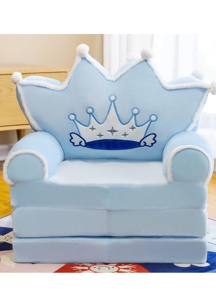 XiuWoo - Foldable 2 in 1 Kids Cartoon Sofa, Children Plush Backrest Armchair Bed and Flip Open Couch Seat Chair with 3 Floor Pad - Image 1