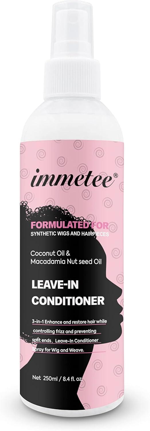 immetee Wig Spray LeaveIn Hair Conditioner for Wig Wig Moisturing Hydrating Detangler Hair Spray Heat Protectant Spray for Black Women Men 250Ml84Fl Oz Formulated for Synthetic Wig
