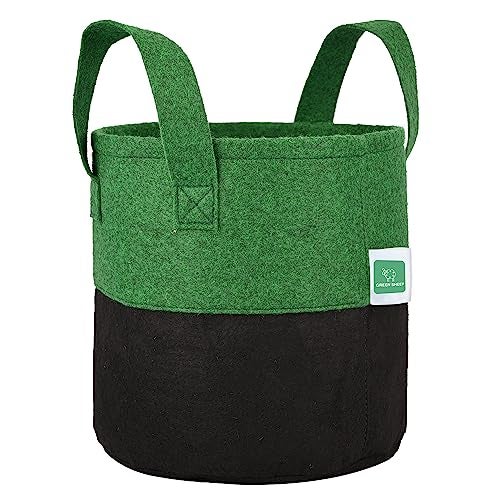GREENSHEEP Geo Fabric Grow Bags UV Treated Gardening Cotton Pots Terrace Indoor Outdoor Home Balcony Nursery Leafy Vegetable Fruits and Flower (Black & Green Round 400 GSM Size 15x15 Pack of 3 - Image 3