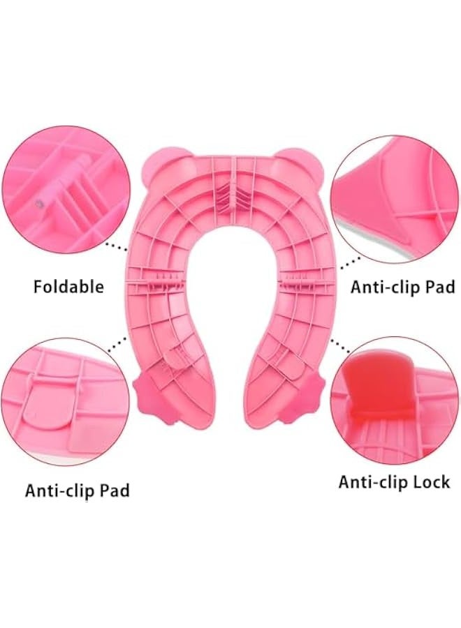 TRASSLE Kids Toilet Seat Cover, Travel Portable Folding Potty Training, Non Slip Silicone Pads, Reusable Toddlers Toilet Seat Covers Liners Fits Round & Oval Toilets Suitable for Kids Baby - Image 3