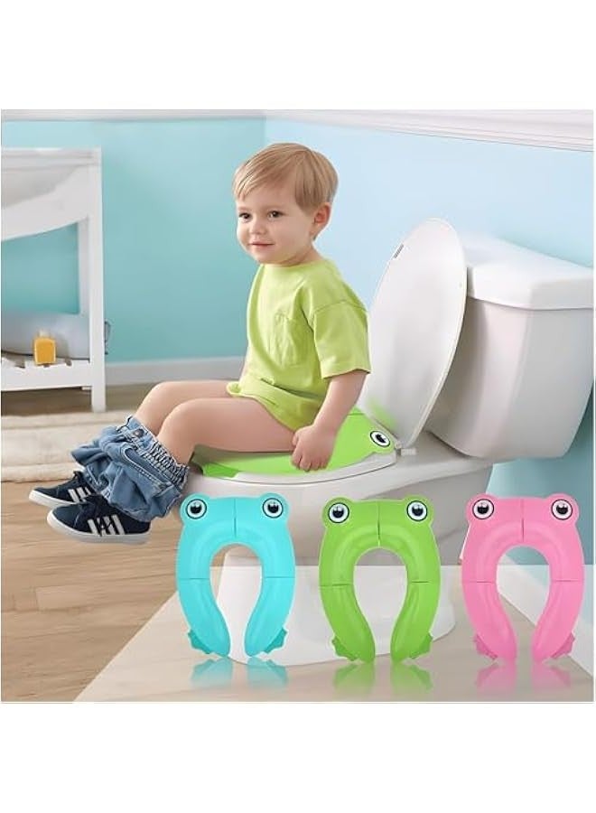 TRASSLE Kids Toilet Seat Cover, Travel Portable Folding Potty Training, Non Slip Silicone Pads, Reusable Toddlers Toilet Seat Covers Liners Fits Round & Oval Toilets Suitable for Kids Baby - Image 4