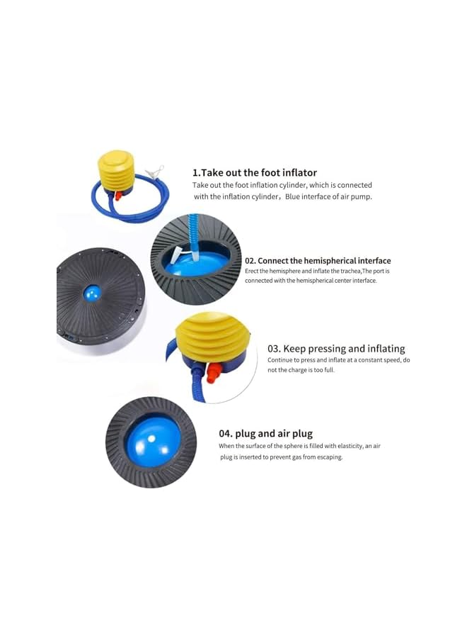 PROMASS مدرب توازن الكرة نصفية، 46 سم خفيف الوزن مضاد للانزلاق مع مضخة قدم وأشرطة مقاومة، كرة تمرين لليوغا، اللياقة البدنية، تمارين صالة الألعاب الرياضية المنزلية - Image 4