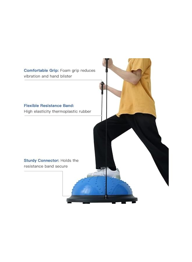 PROMASS مدرب توازن الكرة نصفية، 46 سم خفيف الوزن مضاد للانزلاق مع مضخة قدم وأشرطة مقاومة، كرة تمرين لليوغا، اللياقة البدنية، تمارين صالة الألعاب الرياضية المنزلية - Image 3