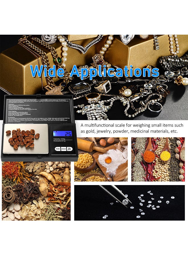 Generic - Portable Digital Scale 1000g/0.1g High Precision Gold Scale Jewelry Scale with 7 Units Mini Pocket Electronic Scale with Backlight Professional Digital Milligram Scale Powder Scale - Image 1