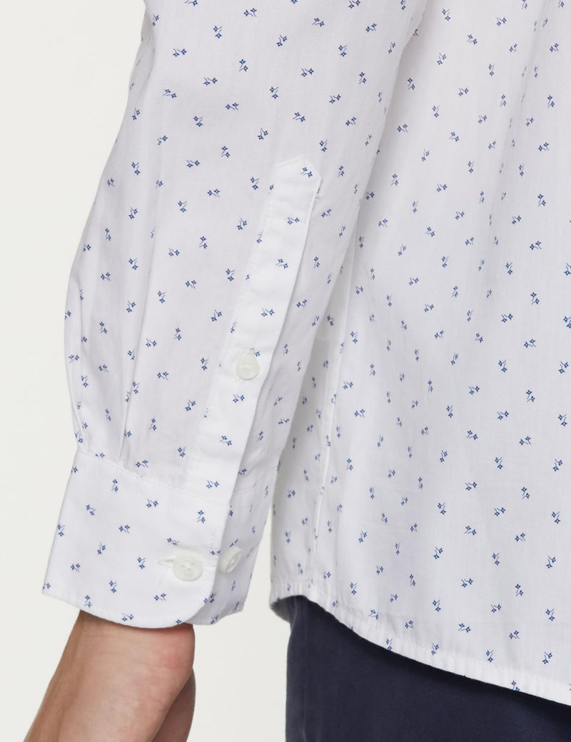 Peter England Men's Everyday Ditsy Print Slim Fit Full Sleeve Casual Shirt | 100% Cotton, White, 44 - Image 4