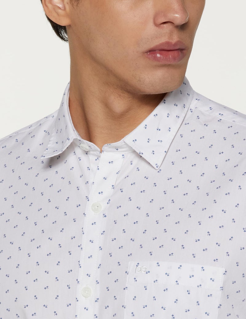 Peter England Men's Everyday Ditsy Print Slim Fit Full Sleeve Casual Shirt | 100% Cotton, White, 44 - Image 2