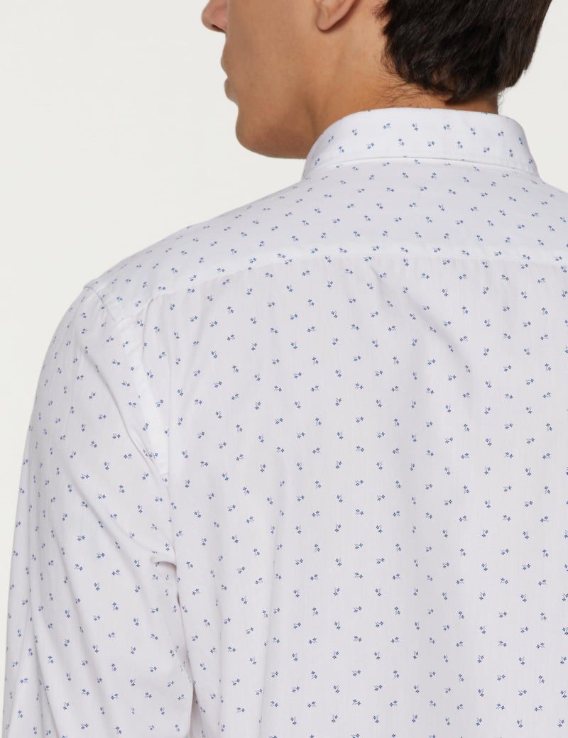 Peter England Men's Everyday Ditsy Print Slim Fit Full Sleeve Casual Shirt | 100% Cotton, White, 44 - Image 3