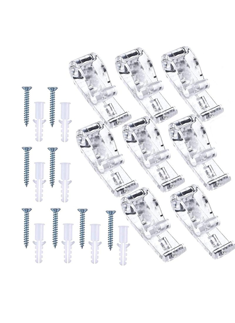 Excefore - Curtain Clear P Clips Hook, Plastic Roller Blind Safety Clips for Cord, Blind Cord Safety Device Clips for Vertical and Roman Roller Blinds Curtain Ball Chain Cord Control with Screws 8Pcs - Image 1