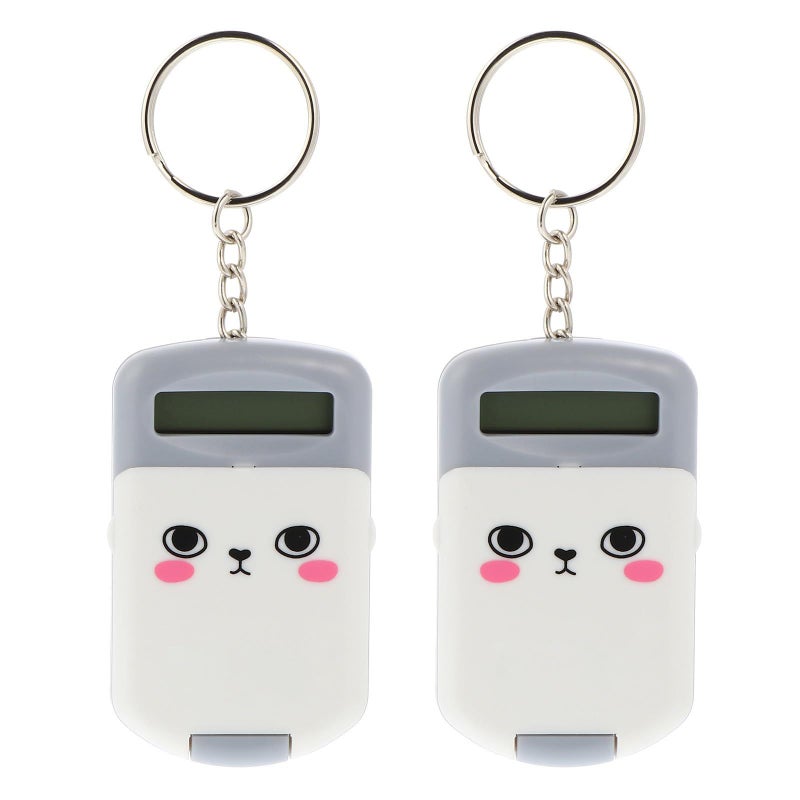 2 Pack Mini Pocket Calculators Plastic Gray Multicolor For Students Office Accounting - Image 2