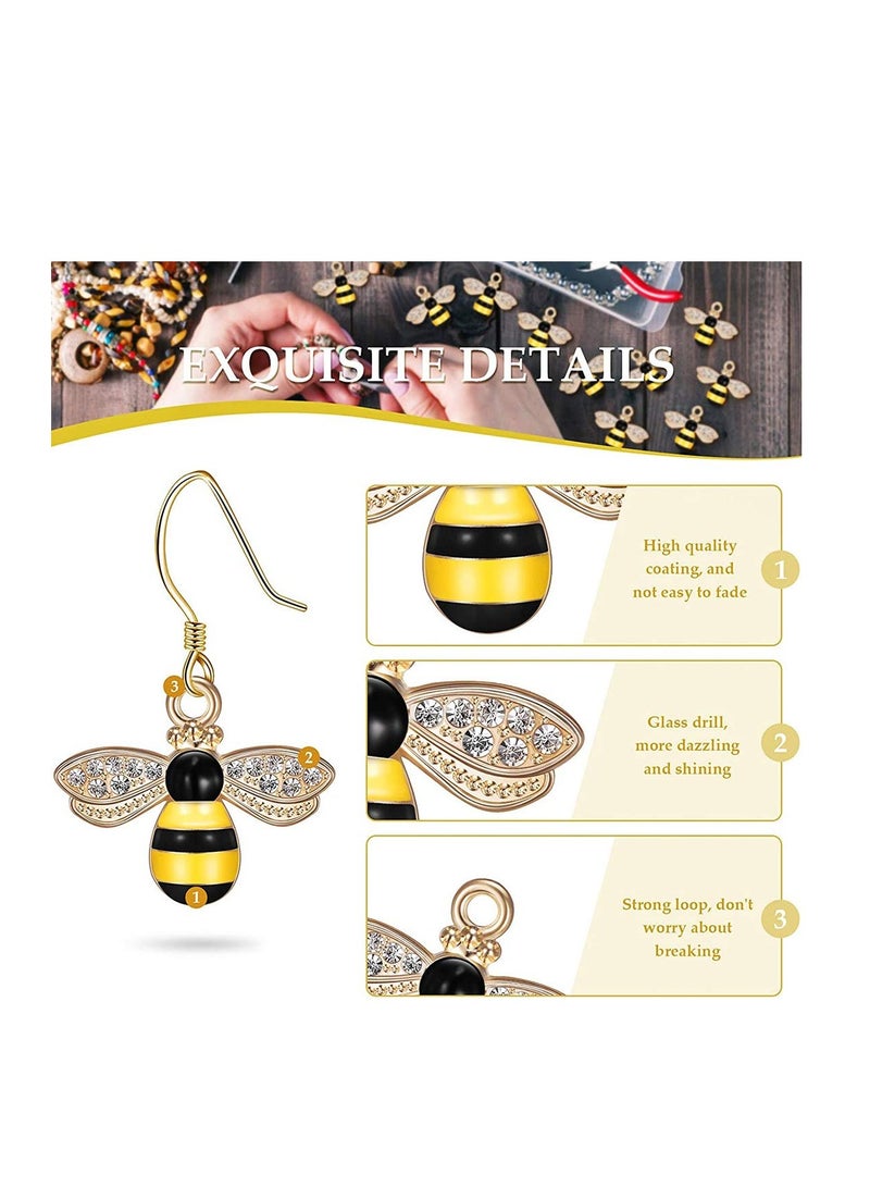 SYOSI 32 Pieces Bee Charm Enamel Pendants with Rhinestone Honey Bee Pendants Alloy Bumble Necklace for Jewelry Making DIY Craft Earring Accessory Necklace and Bracelet Women Girls Gifts  - Image 2