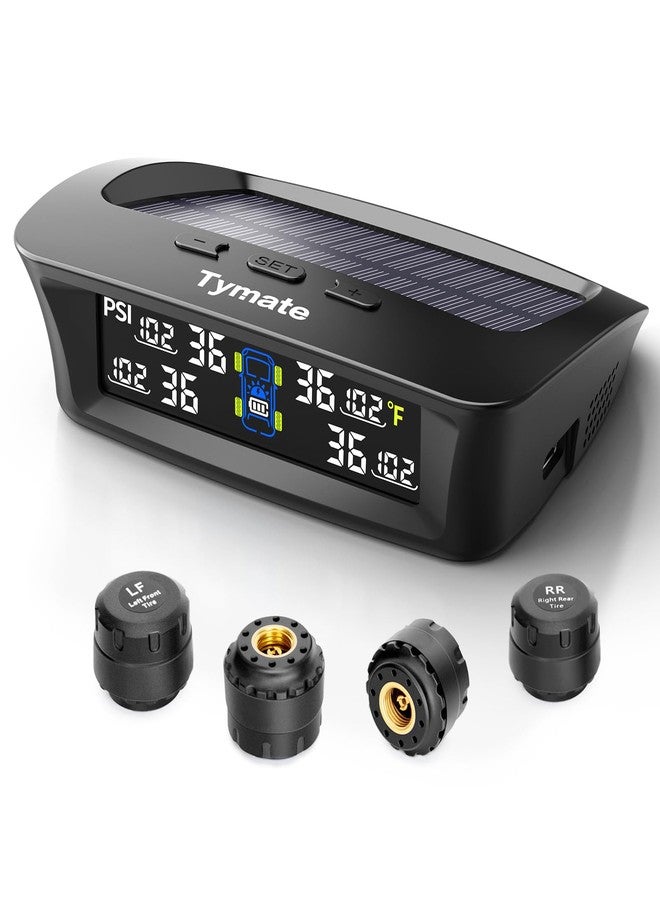 Tymate RV Tire Pressure Monitoring System, Tire Pressure Monitor with Solar Charge, TPMS with 4 Sensors & 5 Alarm Modes, M12-3 TPMS 2024 Updated w/Color LCD Display, 0-87PSI for RV/Trailer/Truck/Sedan - Image 1