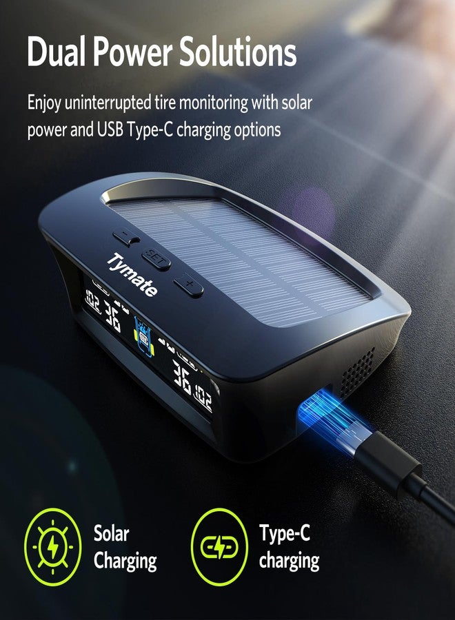 Tymate RV Tire Pressure Monitoring System, Tire Pressure Monitor with Solar Charge, TPMS with 4 Sensors & 5 Alarm Modes, M12-3 TPMS 2024 Updated w/Color LCD Display, 0-87PSI for RV/Trailer/Truck/Sedan - Image 5
