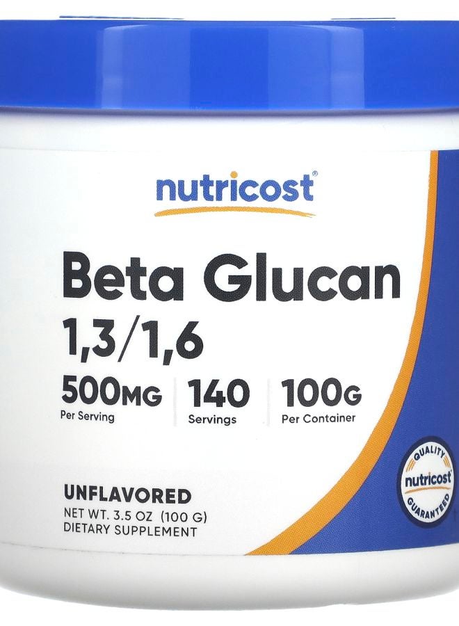 Nutricost Beta Glucan 13/16 Unflavored 500 mg 3.5 oz (100 g)