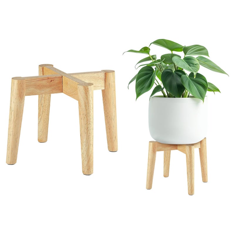 Nabytok Wood 7.5" x 9.8" Plant Stand Indoor Outdoor, Wooden Single Floor Plant Pot Holder, Natural Plant Stand, Assembly Required (Excluding Potted Plants) - Image 1