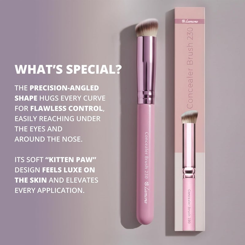 Lamora Concealer Makeup Brush Under Eye - Mini Angled Flat Top Kabuki Nose Contour Brush - Ideal for Concealing Blending Setting Buffing with Powder Liquid Cream Cosmetic - Pro Small Foundation Brush - Image 5