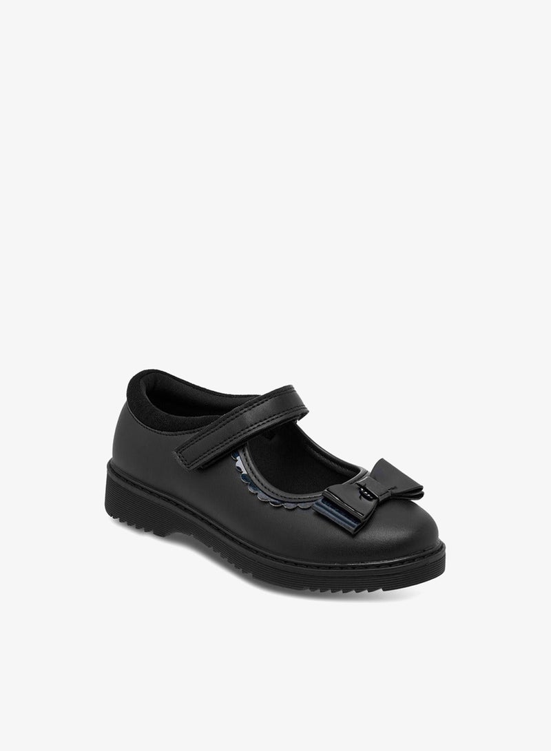JUNIORS Bow Applique Mary Jane School Shoes With Hook And Loop Closure - Image 2