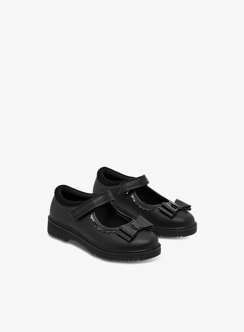 JUNIORS Bow Applique Mary Jane School Shoes With Hook And Loop Closure - Image 3