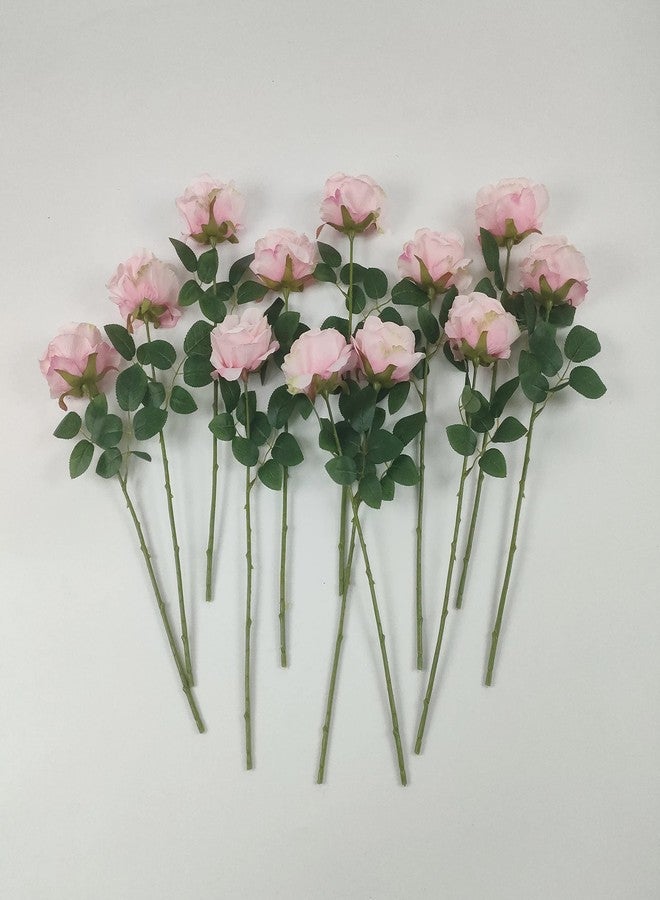 ATFL 12 Pcs Light Pink Roses Artificial Flowers, Faux Baby Pink Flowers Bulk,Floral Diameter 4'',Artificial Fake Silk Plastic Roses Flowers with Stems for Wedding,Flores Artificiales para Decoracion - Image 3