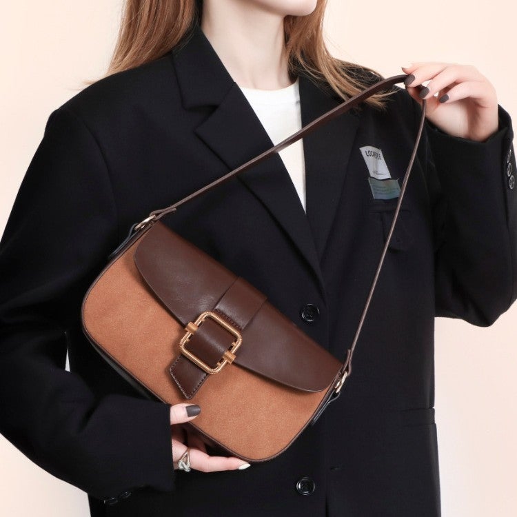 Niche Matte Patchwork Underarm Bag For Women, High-End, Elegant, Casual, Color-Blocked Shoulder Bag, Fashionable Commuter Small Square Bag - Image 4
