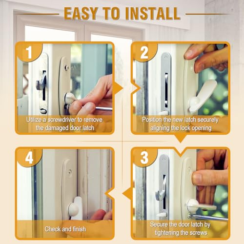 Touri Sliding Door Thumb Latch for Andersen Sliding Door Lock Replacement, Gliding Door Lock Replacement Parts, Tribeca Style, Screws Included, White - Image 5