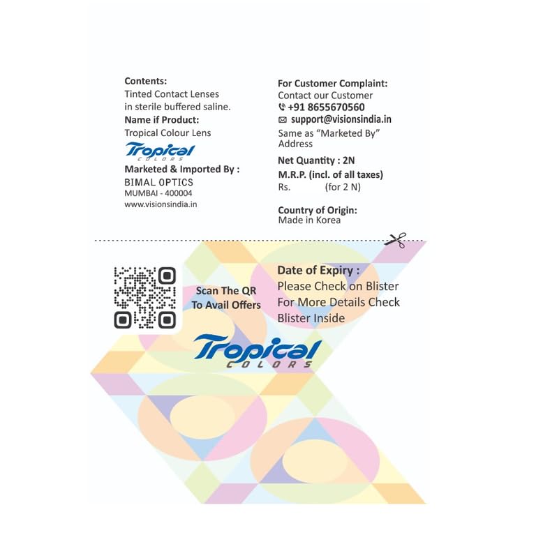 Tropical Colors Candy Pack Zero Power Colored Lenses (2 Lens/Pack) (F Blue) - Image 3
