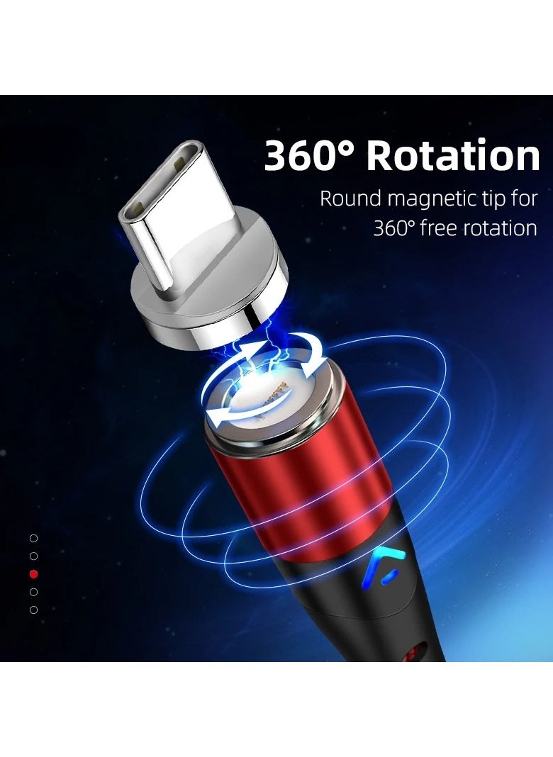 SQURE - 3-in-1 Magnetic USB Cable – 3A Fast Charging | 360° Rotation | Durable & Flexible | Compatible with All Devices  Get a high-quality 3-in-1 Magnetic USB Cable that supports Lightning, Micro USB, and Type-C, making it perfect for Android, iPhone, tablets, smartwatches, and gaming accessories. Made of braided nylon and pure copper for daily durability, featuring a strong magnetic design with 360° rotation to protect your charging port. Available in 1m length, designed for 3A fast charging - Image 1