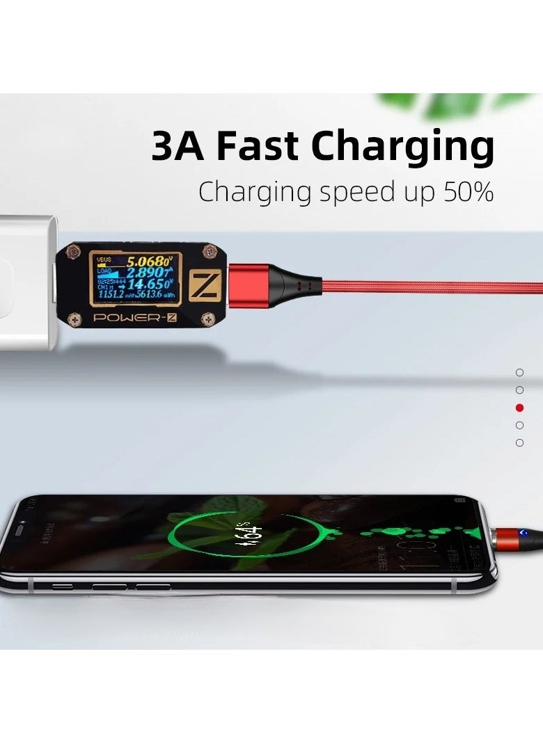 SQURE - 3-in-1 Magnetic USB Cable – 3A Fast Charging | 360° Rotation | Durable & Flexible | Compatible with All Devices  Get a high-quality 3-in-1 Magnetic USB Cable that supports Lightning, Micro USB, and Type-C, making it perfect for Android, iPhone, tablets, smartwatches, and gaming accessories. Made of braided nylon and pure copper for daily durability, featuring a strong magnetic design with 360° rotation to protect your charging port. Available in 1m length, designed for 3A fast charging - Image 1