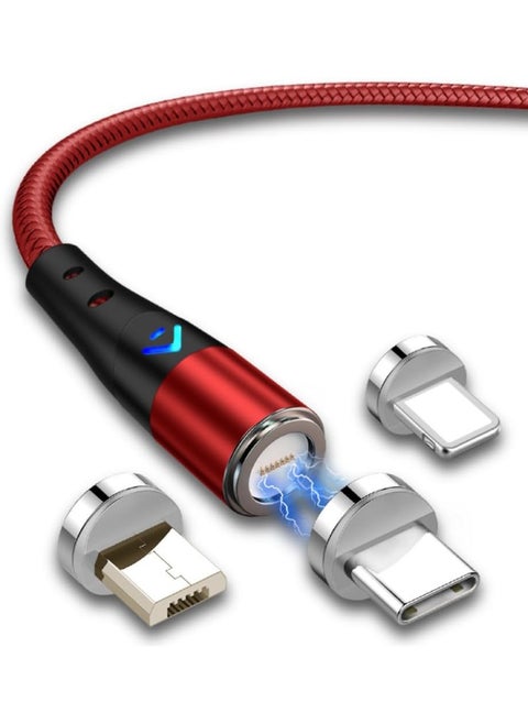 3-in-1 Magnetic USB Cable – 3A Fast Charging | 360° Rotation | Durable & Flexible | Compatible with All Devices  Get a high-quality 3-in-1 Magnetic USB Cable that supports Lightning, Micro USB, and Type-C, making it perfect for Android, iPhone, tablets, smartwatches, and gaming accessories. Made of braided nylon and pure copper for daily durability, featuring a strong magnetic design with 360° rotation to protect your charging port. Available in 1m length, designed for 3A fast charging