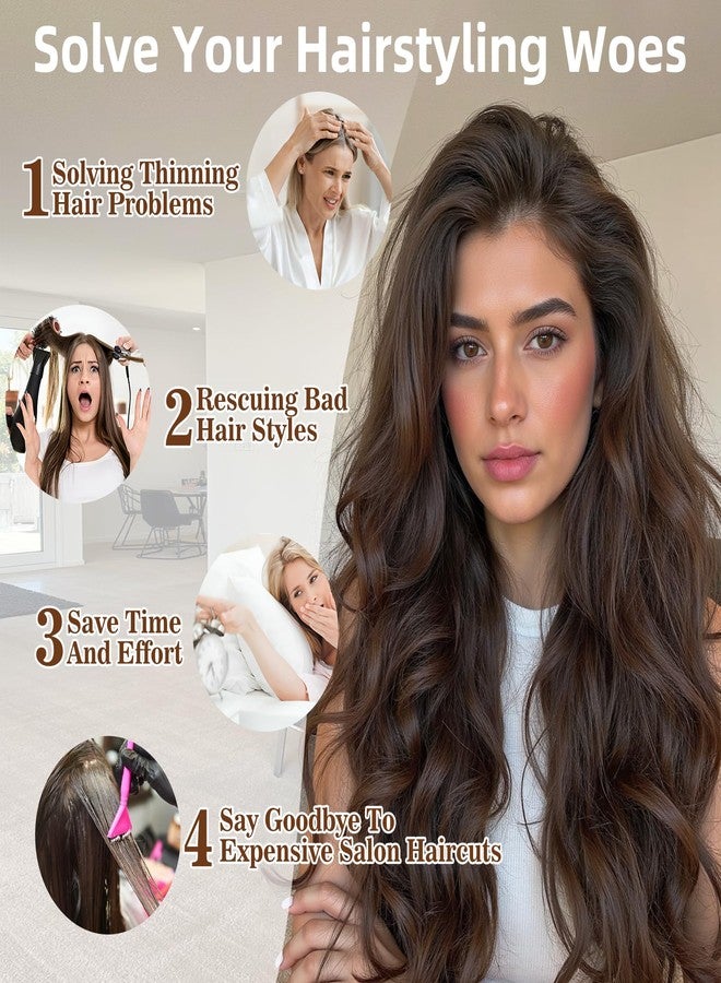 آيديال سوان وصلات شعر صناعية طويلة مموجة من Ideal Swan بطول 24 بوصة، مزودة بمشابك سلكية غير مرئية، 4 قطع، وصلات شعر بمشابك قابلة للإزالة، وصلات شعر للاستخدام اليومي للنساء (بني) - Image 3