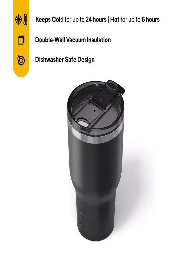 RTIC 40oz Essential Tumbler with Lid, Ceramic Lined, Insulated, Stainless Steel, Metal, Double Wall Vacuum-Insulation, Travel Cup for Iced Coffee, Tea, Hot and Cold Drink, Black - Image 3