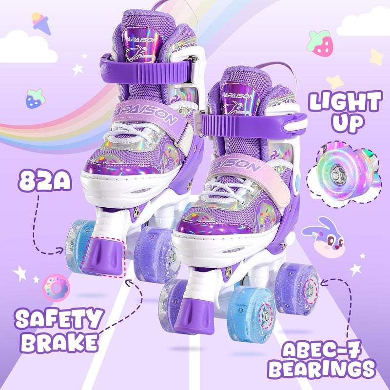 PAPAISON Adjustable Roller Skates for Girls with Illuminating Wheels - Kids Toddler Rollerskates Ages 4-12 - Image 4