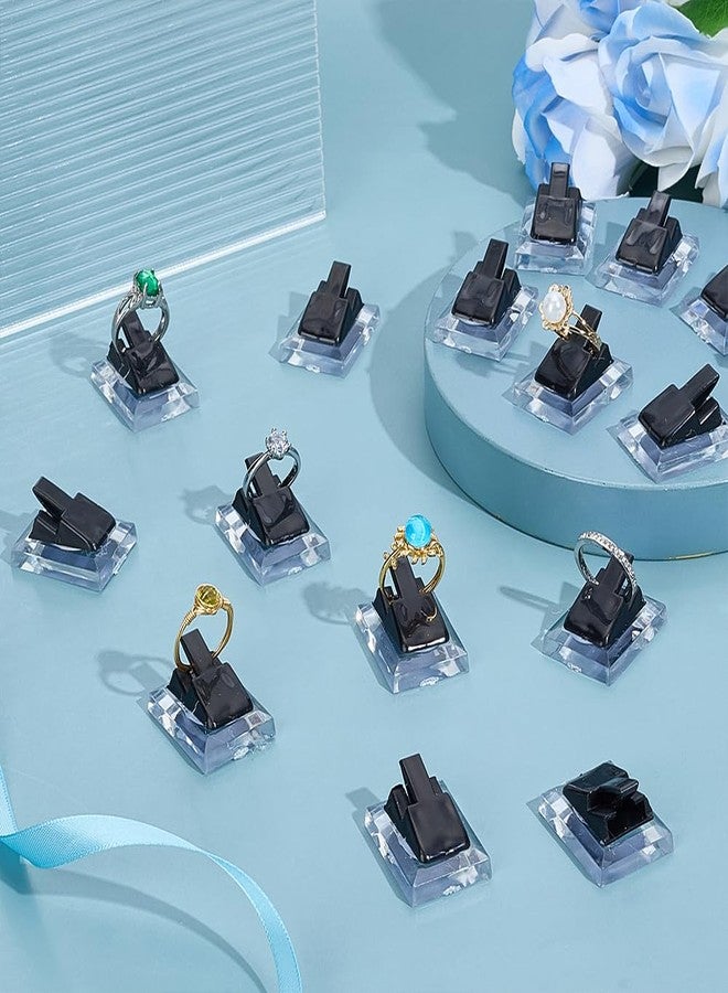 AHANDMAKER 20pcs Black Ring Display Holder Plastic Ring Display Clip Acrylic Ring Showcase Single Finger Ring Support for Engagement Wedding Home Ring Selling Jewelry Storage Organizer - Image 4