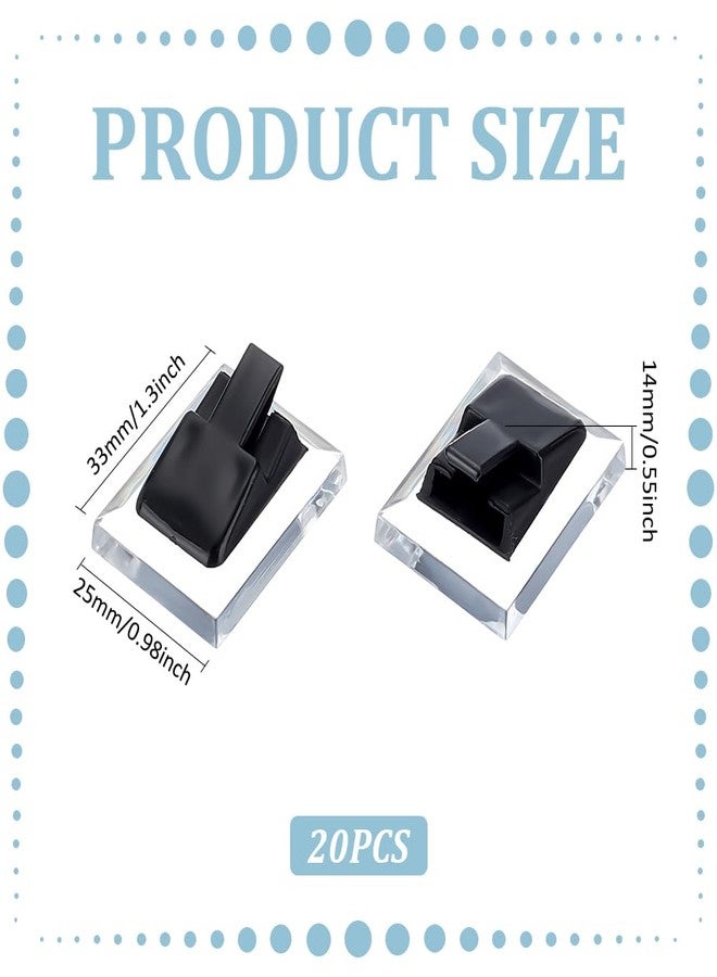 AHANDMAKER 20pcs Black Ring Display Holder Plastic Ring Display Clip Acrylic Ring Showcase Single Finger Ring Support for Engagement Wedding Home Ring Selling Jewelry Storage Organizer - Image 2